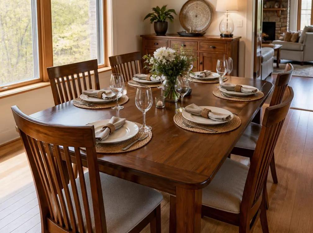 Dining room set for guests after a one-time house cleaning